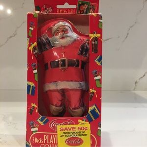 Vintage* Coca-Cola Santa Collectors Tin with 2 Decks of Playing Cards Unopened